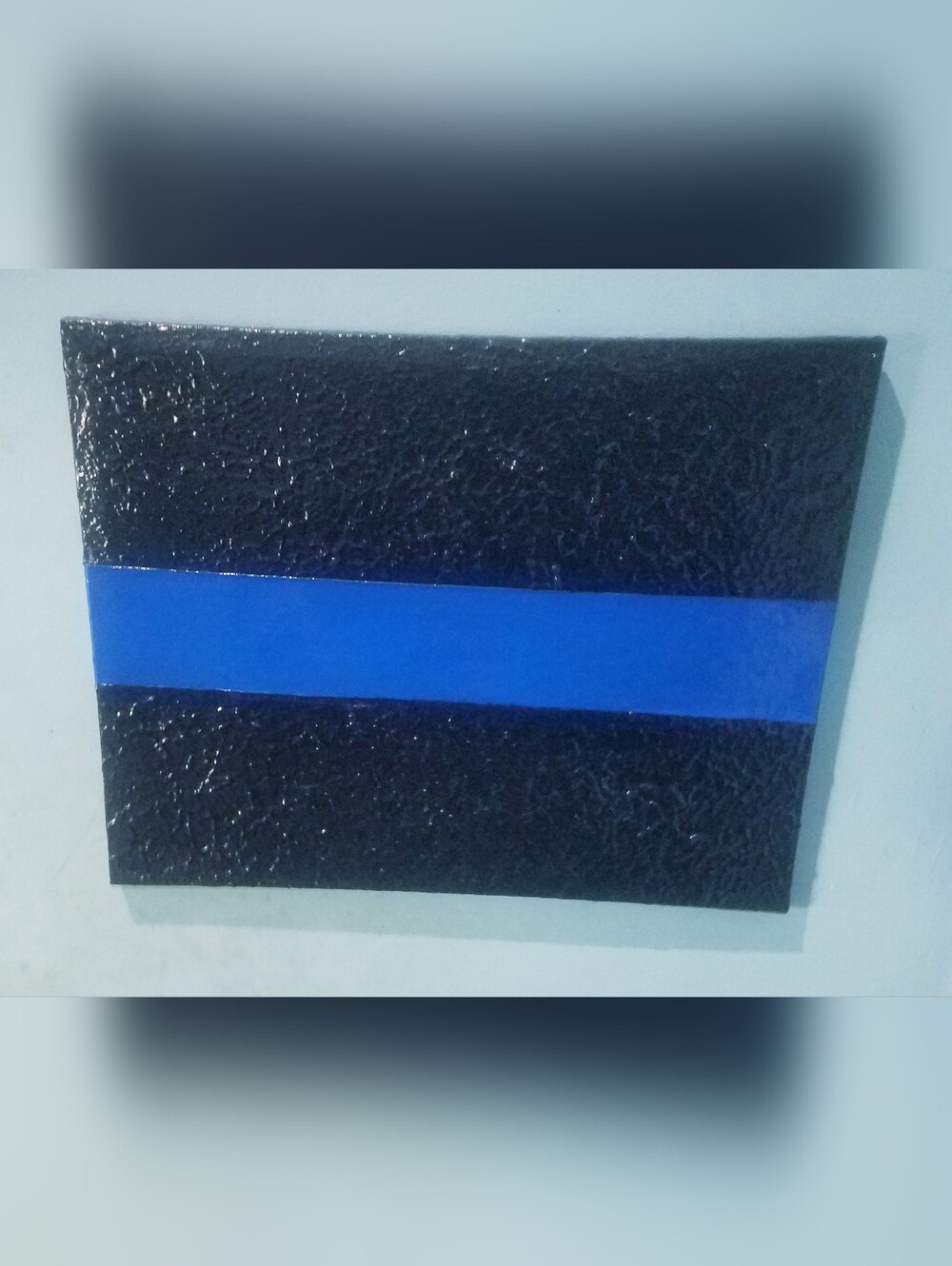 Orig. Thin Blue Line Mixed Media Textured Painting Police Law Enforcement NYPD